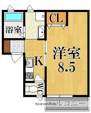 サンライズ尼ヶ辻P-1(1K/2階)の間取り写真