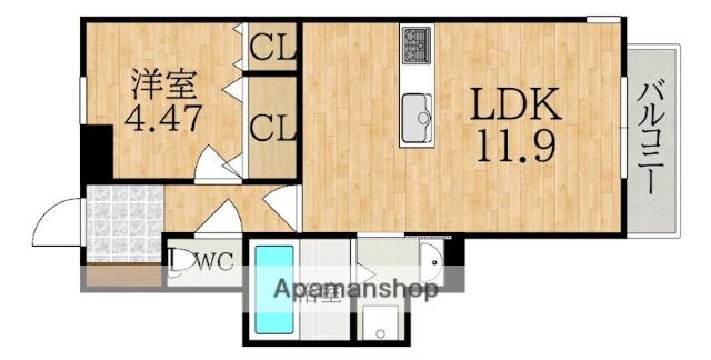 CHARMELUCE(1LDK/1階)の間取り写真