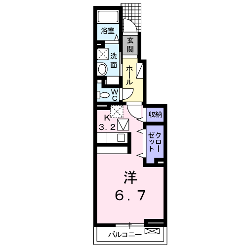 フォンテーヌ NーⅤ(ワンルーム/1階)の間取り写真