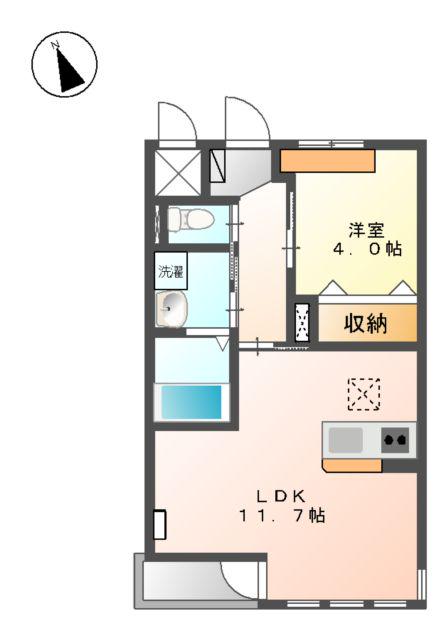 フェリーチェ・ルオーゴ(1LDK/1階)の間取り写真