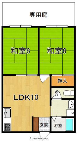 中津ハイツA(2LDK/2階)の間取り写真