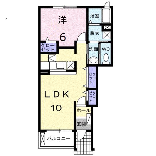 プロミネント(1LDK/1階)の間取り写真