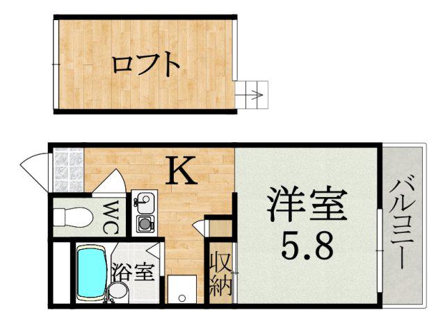 レオパレス緑の香芝(1K/3階)の間取り写真