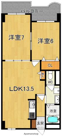 CENTURY ASUKA III(2LDK/1階)の間取り写真