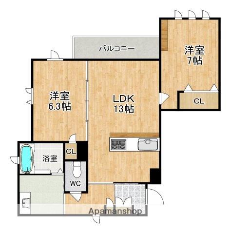 シャーメゾンK四条大路(2LDK/2階)の間取り写真