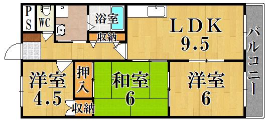 エバープラスパ(3DK/2階)の間取り写真