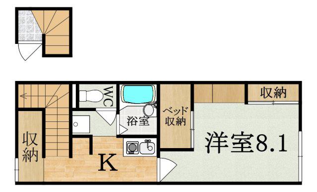 レオパレスハルサキ(1K/2階)の間取り写真