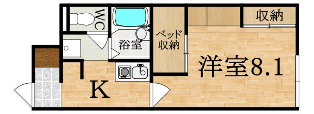 レオパレスハルサキ(1K/1階)の間取り写真