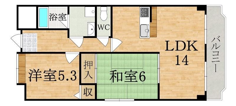 レジデンスコマイ(2LDK/6階)の間取り写真