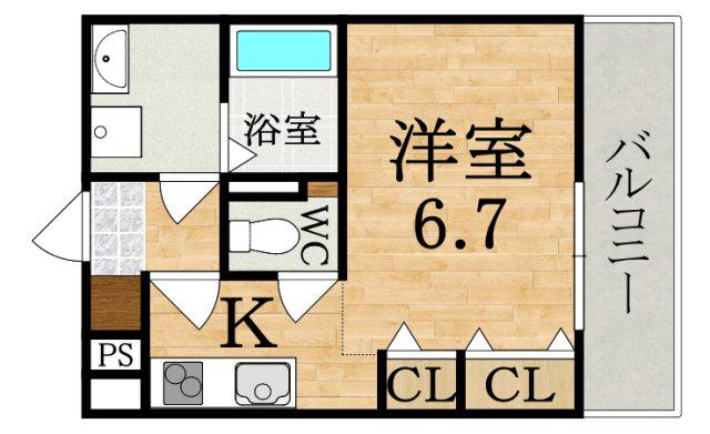 クレアール郡山I(1K/2階)の間取り写真