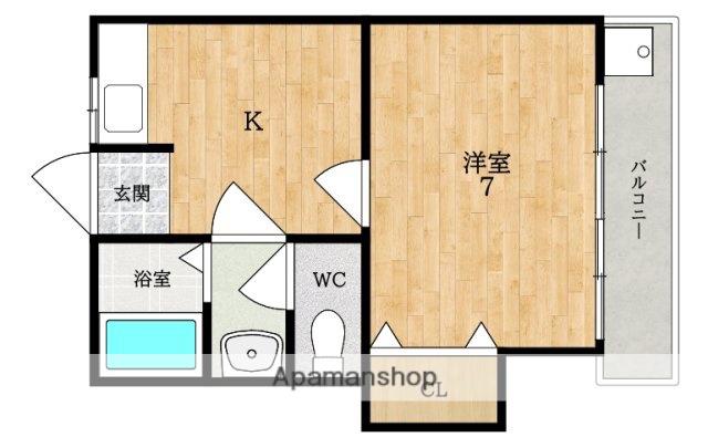 カタヤマハイツ(1K/3階)の間取り写真