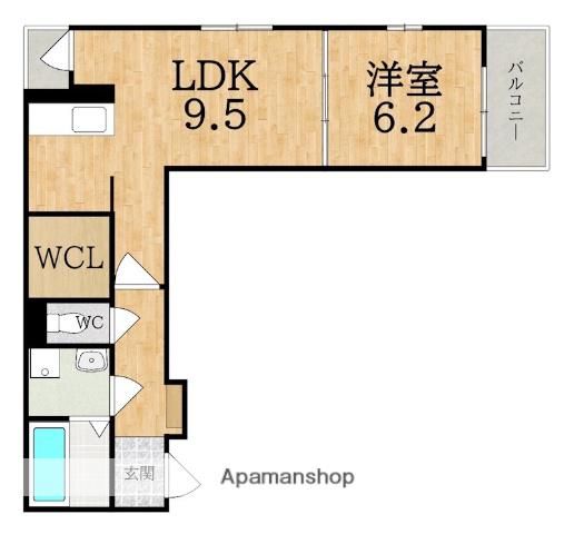 近鉄橿原線 九条駅(奈良) 徒歩4分 3階建 築1年(1LDK/3階)の間取り写真