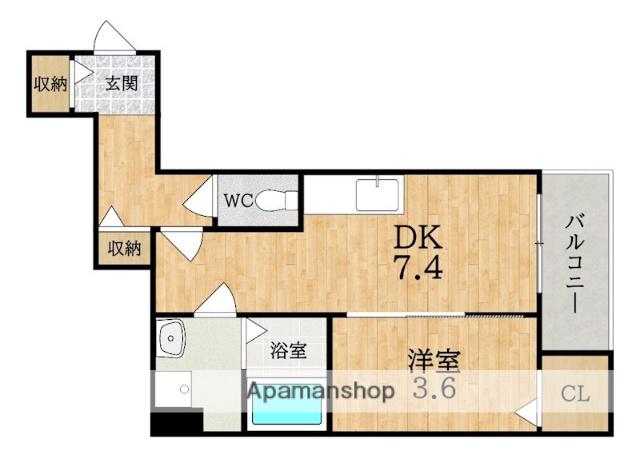ジーメゾン大和郡山ルプレ(1DK/3階)の間取り写真
