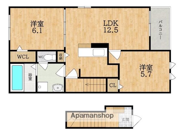 フォレ・リヴィエールII(2LDK/2階)の間取り写真