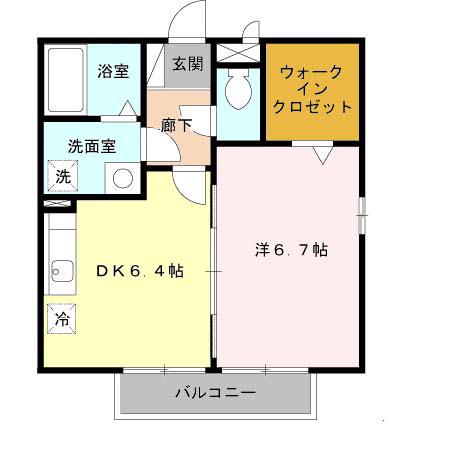 エルクレール(1DK/2階)の間取り写真