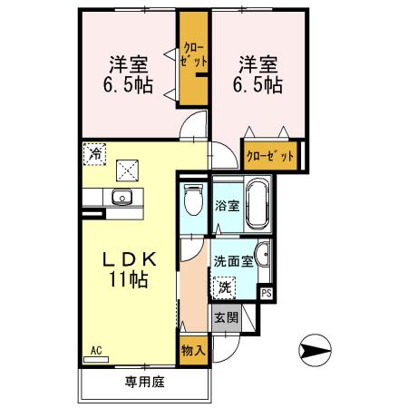 ブリリアントコート(2LDK/1階)の間取り写真