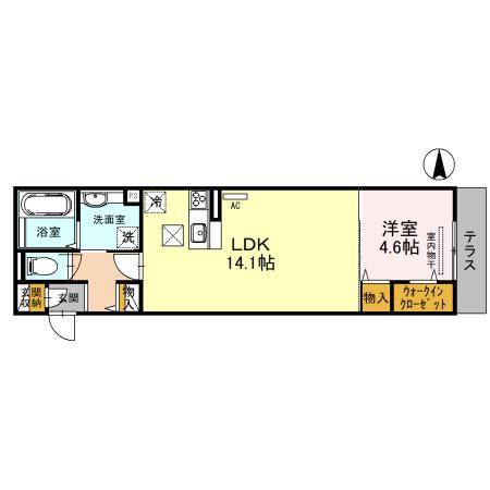 ハッピーライフⅥ(1LDK/1階)の間取り写真