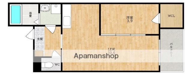 ジーメゾン郡山リアン(1LDK/3階)の間取り写真