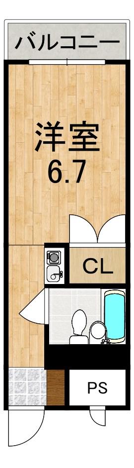 亀井壱番館(ワンルーム/1階)の間取り写真