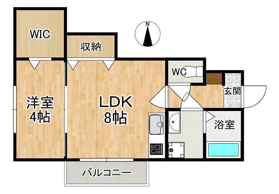 ソレイユビセレクト法蓮町II(1LDK/1階)の間取り写真