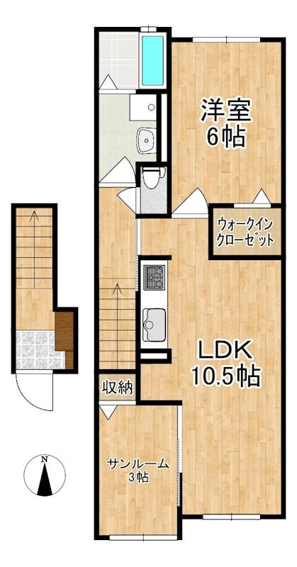 ル・ブコン(1LDK/2階)の間取り写真