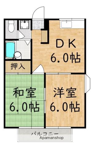 エステートピア築山2番館(2DK/2階)の間取り写真