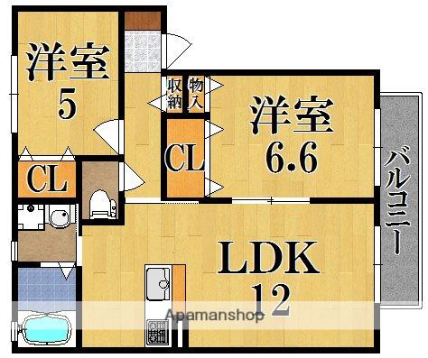 YMイーストC(2LDK/1階)の間取り写真