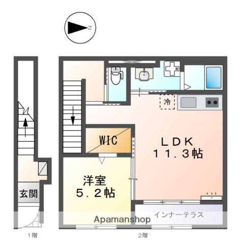 大和高田市有井アパート(1LDK/2階)の間取り写真