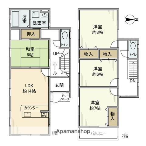 片町線 大住駅 徒歩2分 2階建 築26年(4LDK)の間取り写真