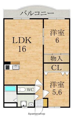 プランドール大和八木2(2LDK/3階)の間取り写真