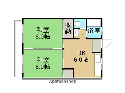 マンション東(2DK/1階)の間取り写真