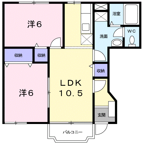 ブリッサ日高Ⅱ(2LDK/1階)の間取り写真