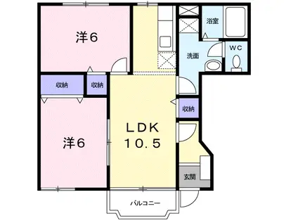 ブリッサ日高Ⅱ(2LDK/1階)の間取り写真