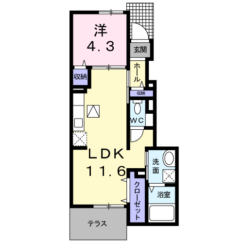 サーレ・学園前Ⅱ(1LDK/1階)の間取り写真