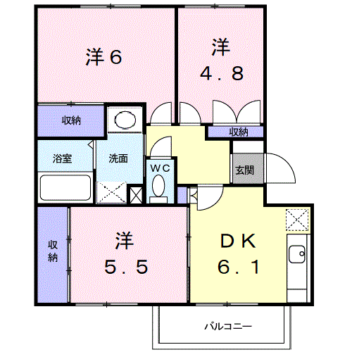 エルディム本町Ⅲ(3DK/2階)の間取り写真