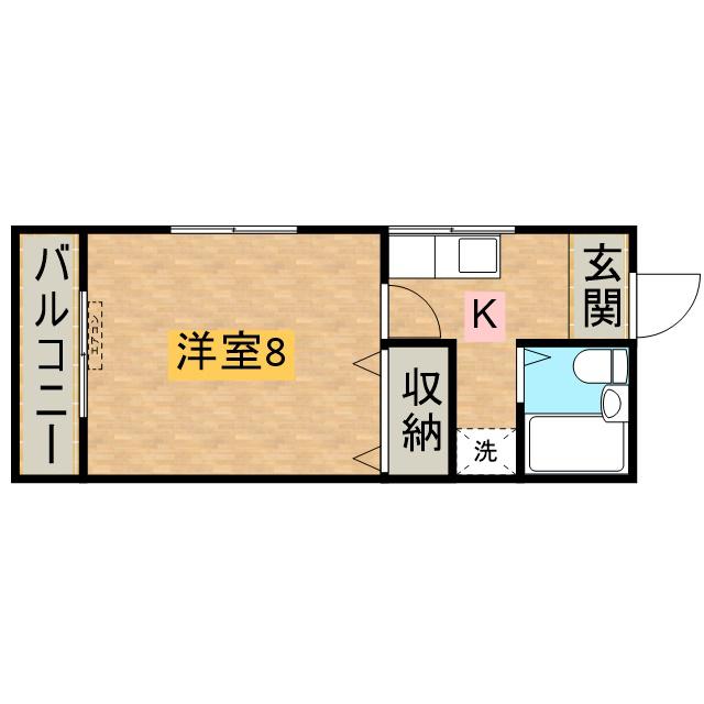 朝日ヶ丘ハイツ(1K/1階)の間取り写真