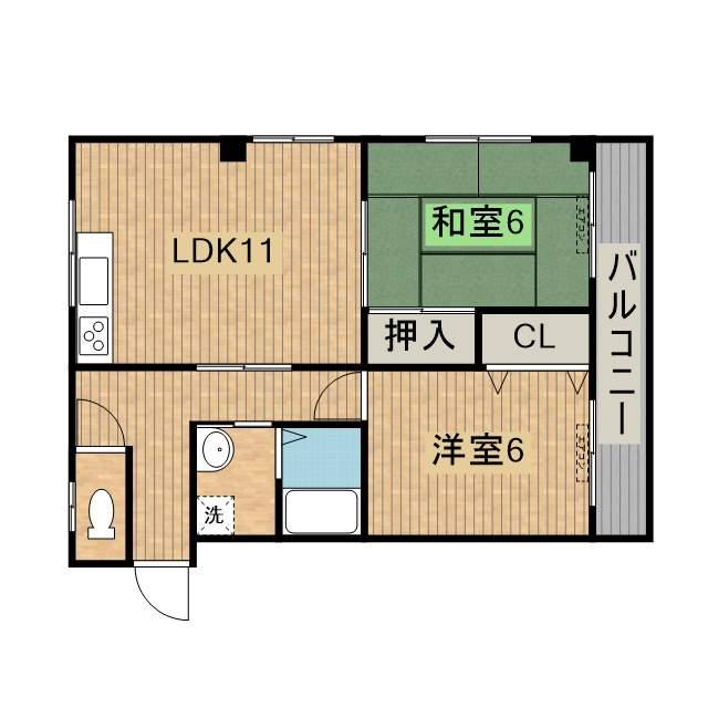 エコハウスみふね(2LDK/2階)の間取り写真