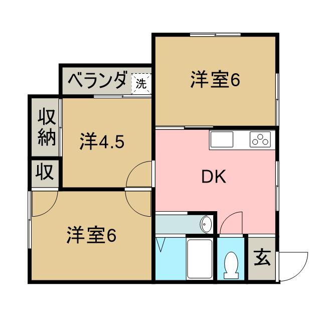 松の本ハイツ(3DK/2階)の間取り写真