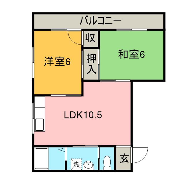 ハイツマ・メゾン(2LDK/1階)の間取り写真