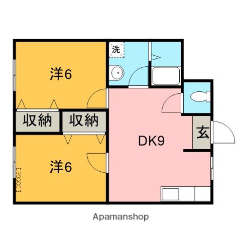 あゆかマンション(2DK/1階)の間取り写真