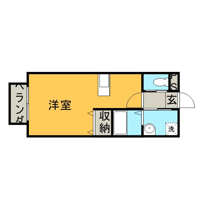 アパートメントKSⅡ(ワンルーム/1階)の間取り写真