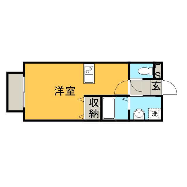 アパートメントKSⅡ(ワンルーム/2階)の間取り写真