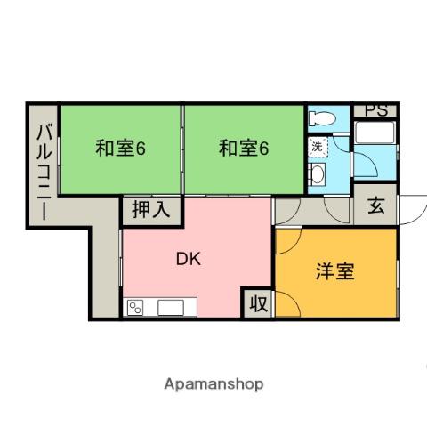 平成マンション(3DK/2階)の間取り写真