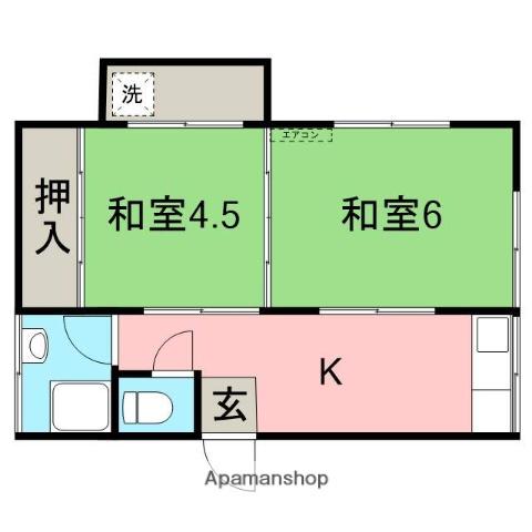 野田アパート(2K/2階)の間取り写真