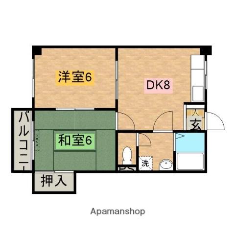 ジュネスはらぐち(2DK/2階)の間取り写真