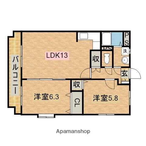 サンライト(2LDK/3階)の間取り写真