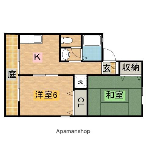 ハイツフレール(2K/1階)の間取り写真
