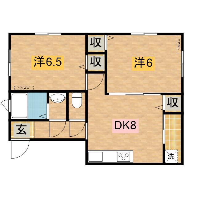 スマイリア旭ヶ丘(2DK/1階)の間取り写真