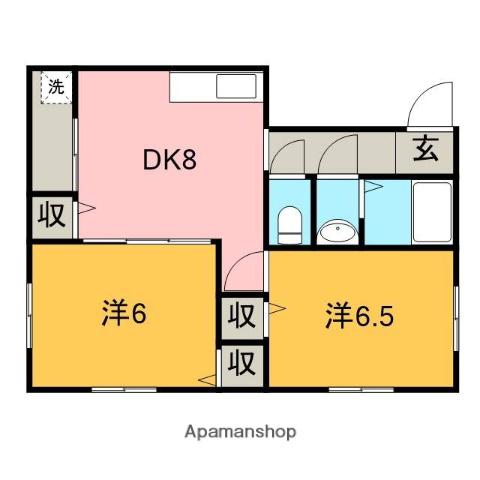 スマイリア旭ヶ丘(2DK/2階)の間取り写真