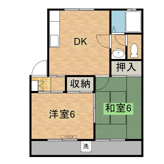 ソレイユSHIRAHAMA(2DK/2階)の間取り写真